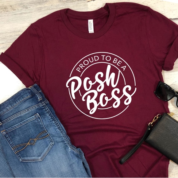 Tops - Posh Boss Graphic T shirt Top Tee Maroon